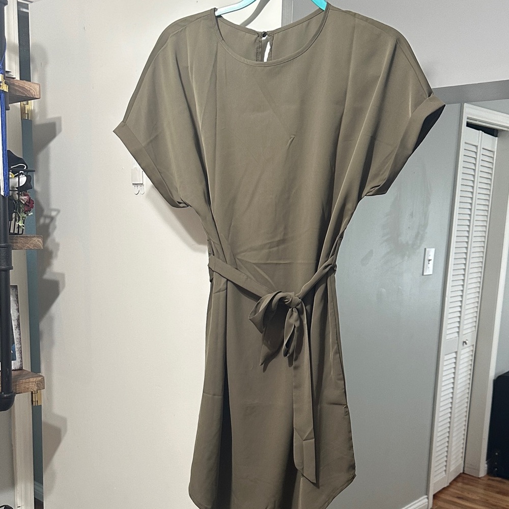 SHEIN Elegant Olive Green Mini Dress